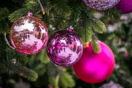Colorful Christmas decorations on xmas tree